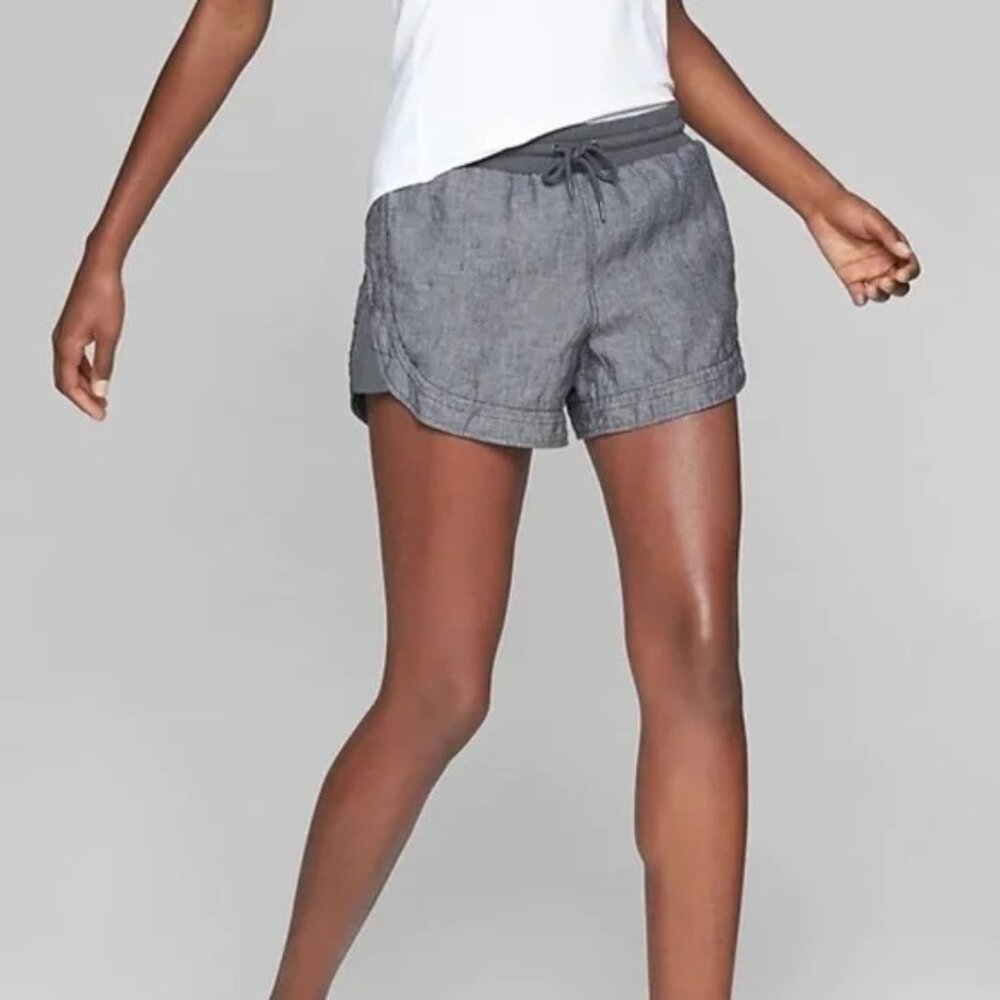 Athleta Beachside Bali Linen Shorts - Grey - Size 6